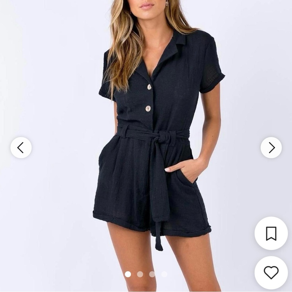 Princess Polly Black Button-Up/Tie Romper, size 4